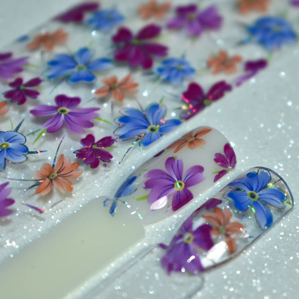 More Than 250 Design Beautiful Designed Nail Art Product Nail Glue transfer Foil Beautiful Flower Purple Orange