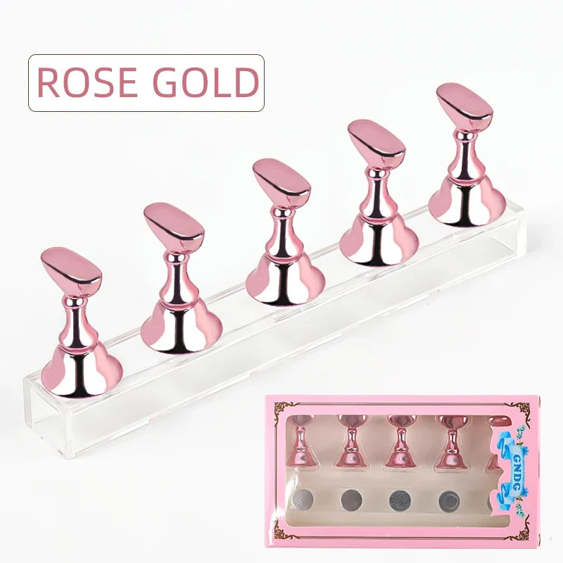 5pcs Chess Magnetic Nail Holder Acrylic Nail Tips Practice Display Stand Showing Shelf Gel Polish Display Stand Manicure Tools
