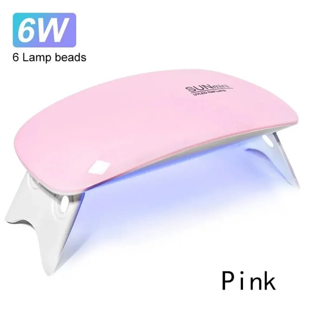 Portable 6 LED UV Nail Lamp 6W Mini Nail Dryer Machine Foldable Manicure Tool for Gel Polish Varnish Quick Drying USB Cable