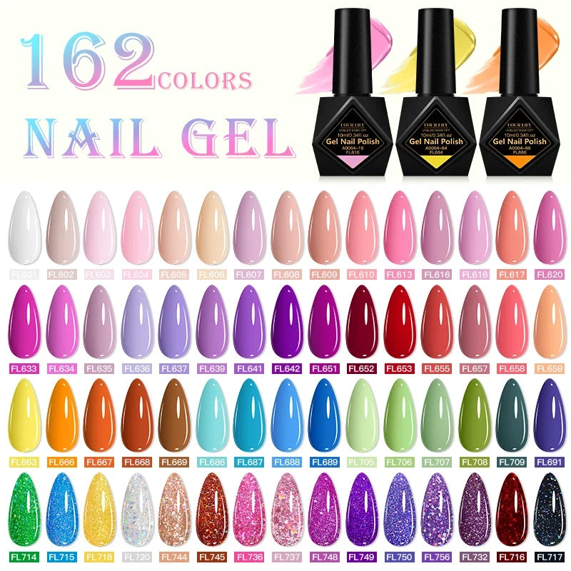 10ml Gel Nail Polish 162 Colors Nail Supplies Vernis Semi Permanent Nail Art Manicure Soak Off LED UV Gel Nail Varnishes Summer