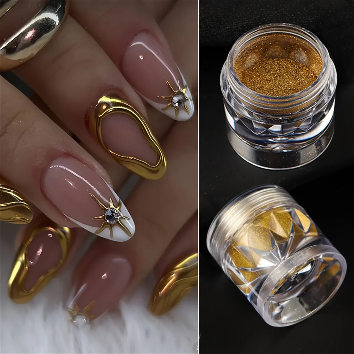1/6pcs nail magic mirror powder holographic metal chrome powder silver gold nail polish decorative art decoration tool diy