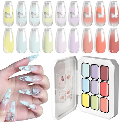 LIMEGIRL 7in1 Nail Gradient Painting Gel Long-lasting Nail Gel Polish Hybrid Color Nail Art Design High Texture Gradient Gel
