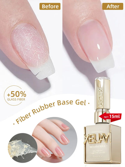 1pc 15ml Fiber Rubber Base Gel Nail Polish Starter Pure Soak Off No Wipe Nail Gel Polish Suitable For Home Manicure DIY