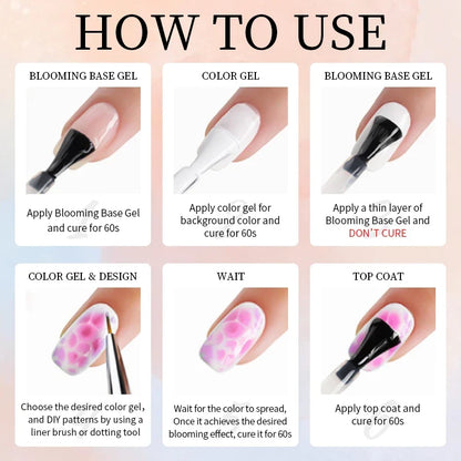 15ml Nail Blooming Gel, Blossom Spreading Effect Functional Gel, Easy to Apply for Nail Art Design Home Salon Manicure Pedicure