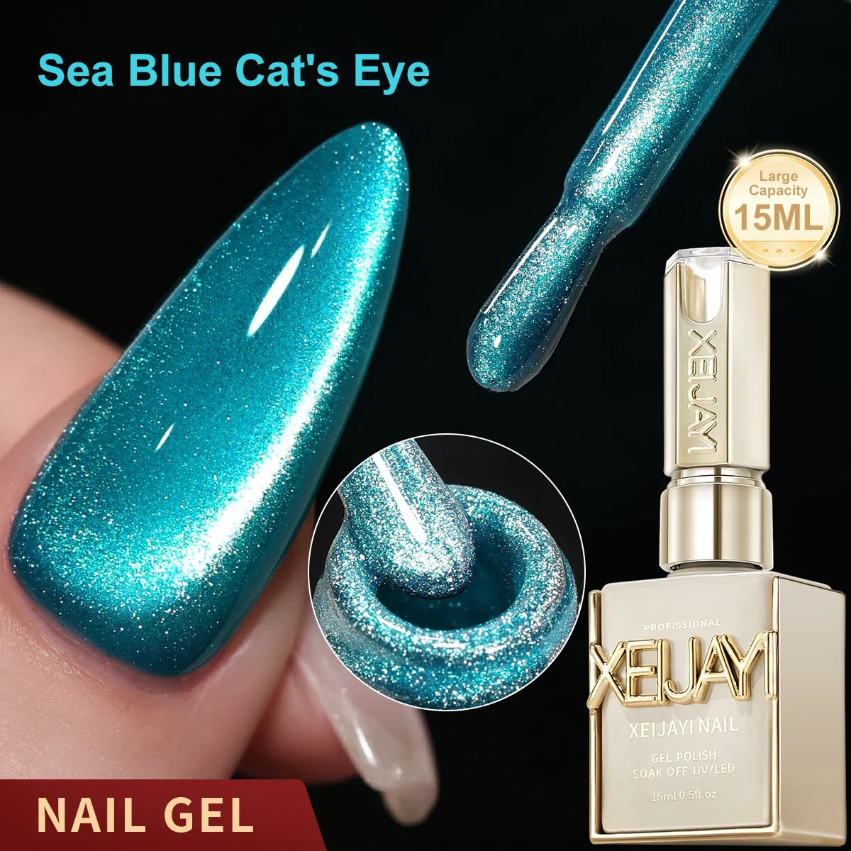 XEIJAYI 1pc 15ML Blue cat eye Nail Gel polish Semi Permanent Nail Art Soaking UV LED Nail Salon DIY Nail Salon Gel