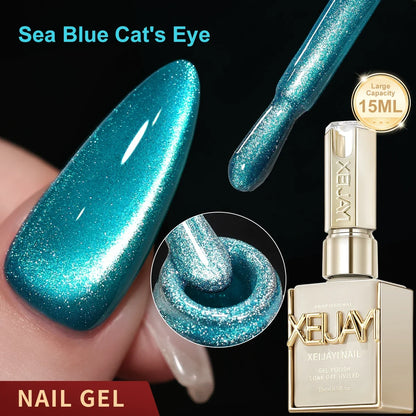 XEIJAYI 1pc 15ML Blue cat eye Nail Gel polish Semi Permanent Nail Art Soaking UV LED Nail Salon DIY Nail Salon Gel