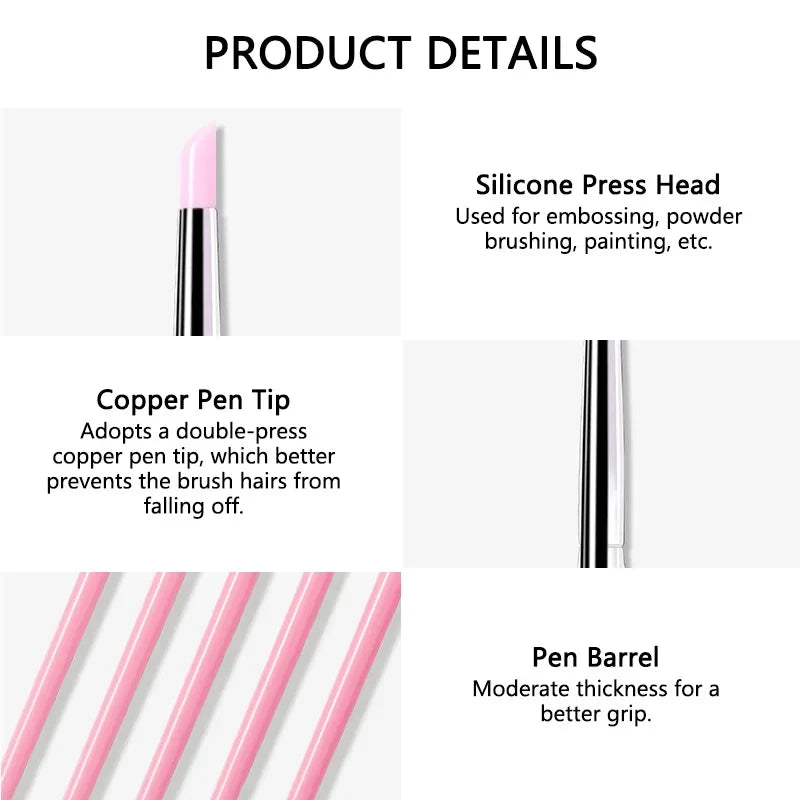 5Pcs/set Silicone Nail Brush UV Gel Polish Tip 3D Image DIY Dotting Polish Brushes Pen Professional DIY Manicure Tools