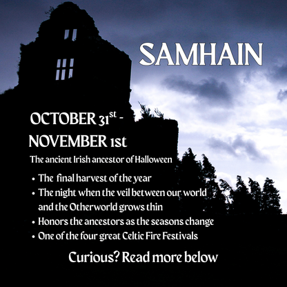 Samhain event poster graphic with October 31–November 1 date text