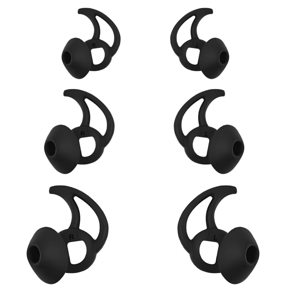 SNHTLS Silicone Earbud Tips Replacement Earbud Tips Compatible with Bose QuietComfort I and Sport Earbuds 3 Pairs Black (S M L) - Renee Lane Company