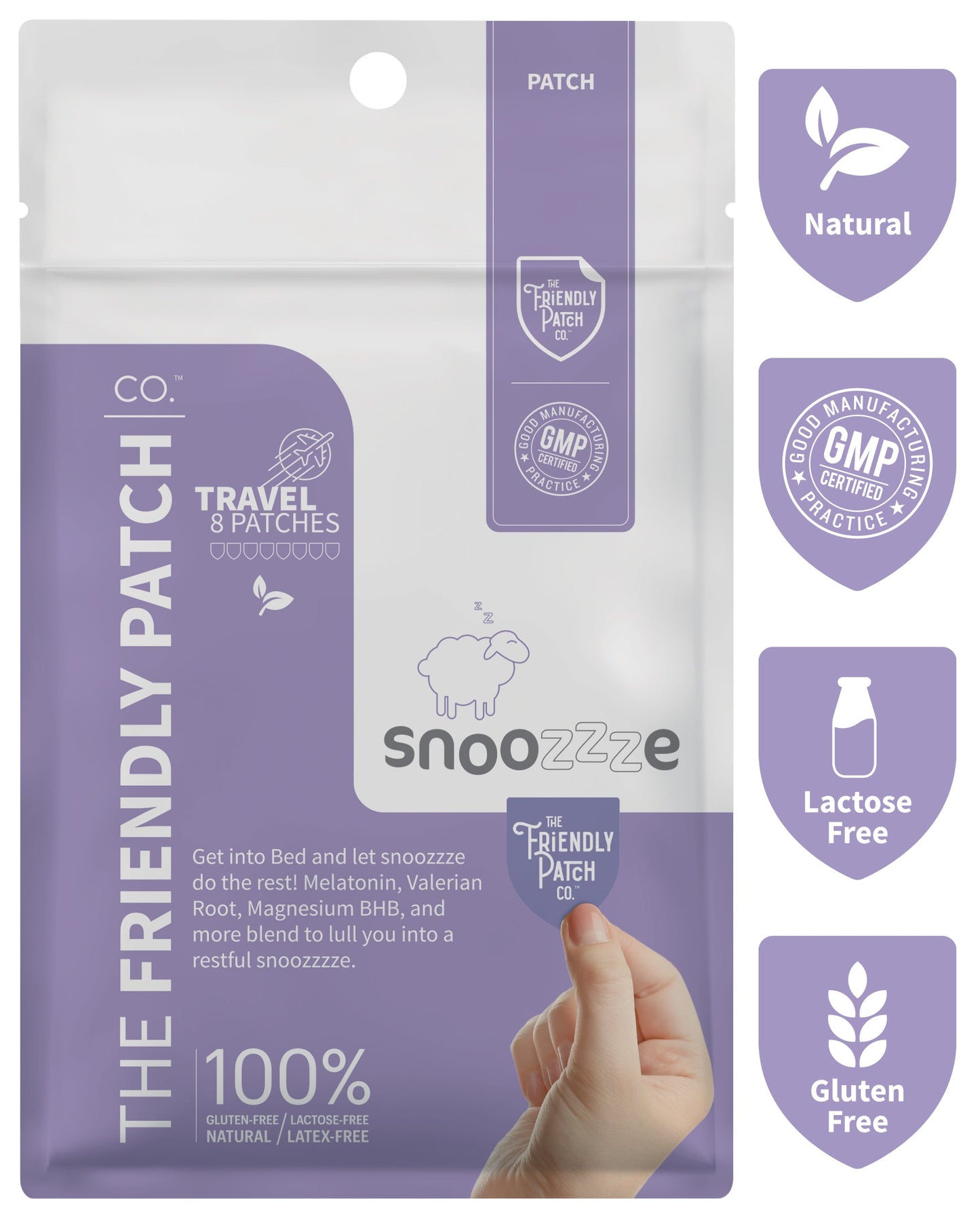 Snooze Melatonin Sleep Patches: Ashwagandha, Magnesium BHB, Valerian root Travel 8 Pack - Renee Lane Company