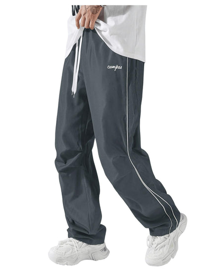 SOLY HUX Mens Parachute Pants Y2k Baggy Sweatpants Wide Leg Drawstring Waist Casual Pants Streetwear Dark Grey X-Large - Renee Lane Company