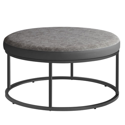 SONGMICS HOME LUIZ Collection - Ottoman Round Coffee Table Footstool Reversible Top Padded Seat Side Table Minimalist Steel Frame Max. Load 660 lb for Living Room Dove Gray ULOM078G01 - Renee Lane Company