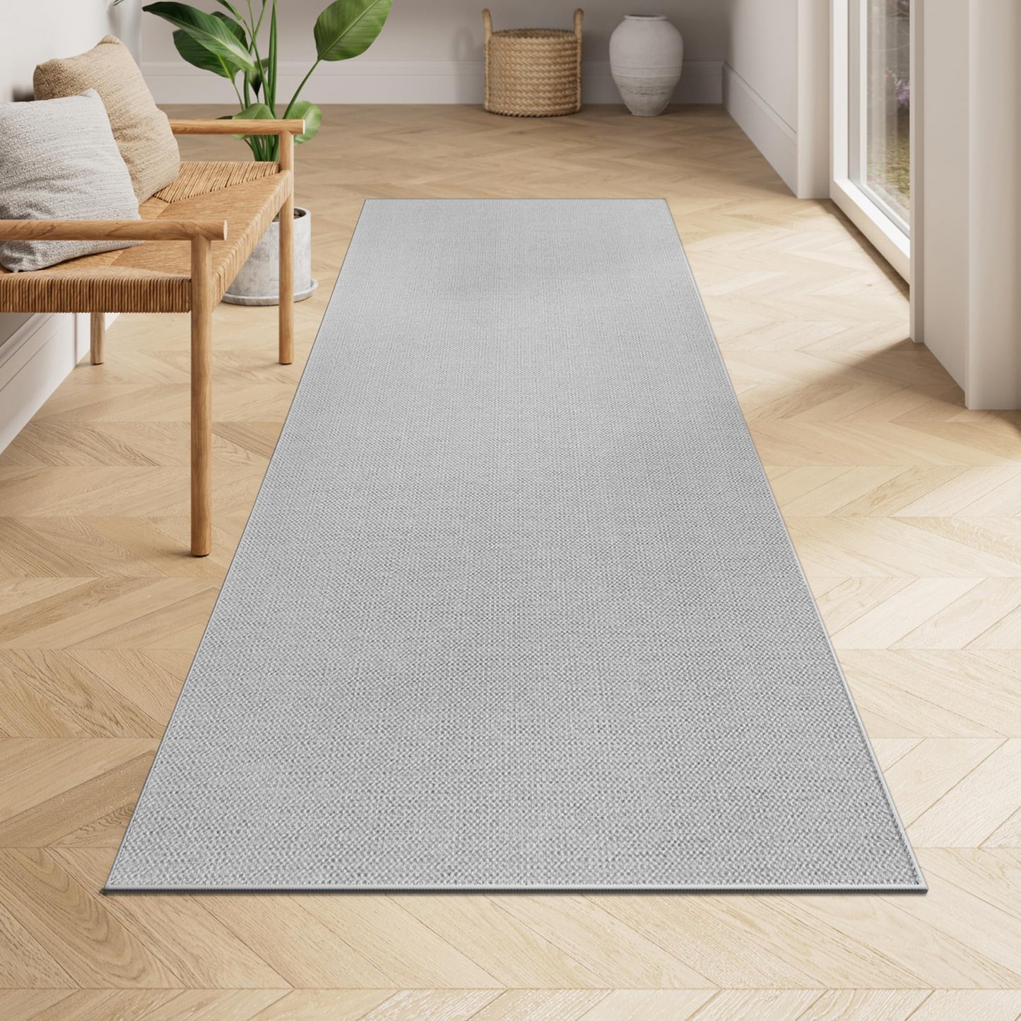 SONGMICS HOME Runner Rug 2.5x8 ft Washable Area Rug for Living Room Non-Slip Carpet Faux Jute Rug Home Decor for Bedroom Kitchen Entryway Dining Room Dove Gray UTAR093G01 - Renee Lane Company