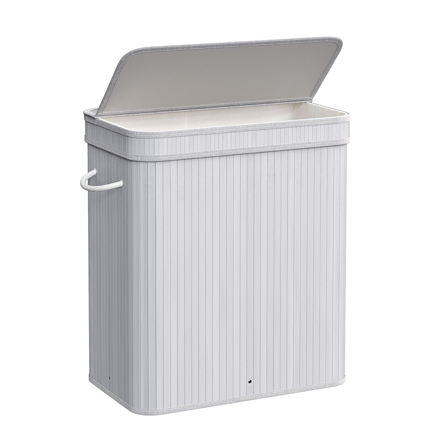 SONGMICS Laundry Hamper with Lid Bamboo Laundry Basket Removable Machine Washable Laundry Basket with Handles 26.4-Gallons for Laundry Room Bedroom Bathroom Dove Gray ULCB063G01 - Renee Lane Company