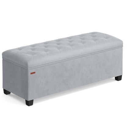 SONGMICS Velvet Storage Ottoman Bench Foot Rest with Legs 15.7 x 43 x 15.7 Inches End of Bed Bench Storage Chest Load up to 660 lb for Living Room Bedroom Entryway Dove Gray ULSF089G02 - Renee Lane Company