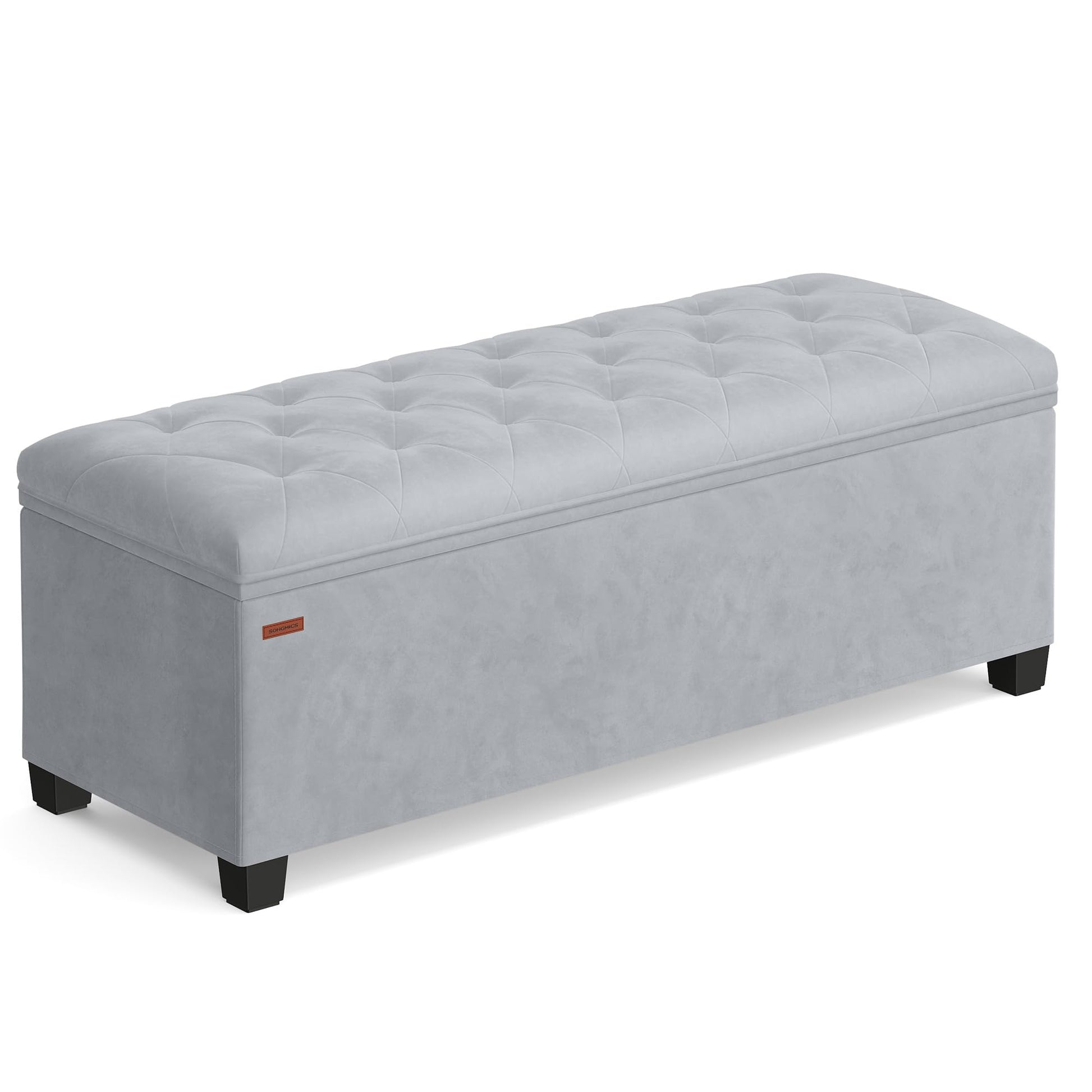 SONGMICS Velvet Storage Ottoman Bench Foot Rest with Legs 15.7 x 43 x 15.7 Inches End of Bed Bench Storage Chest Load up to 660 lb for Living Room Bedroom Entryway Dove Gray ULSF089G02 - Renee Lane Company