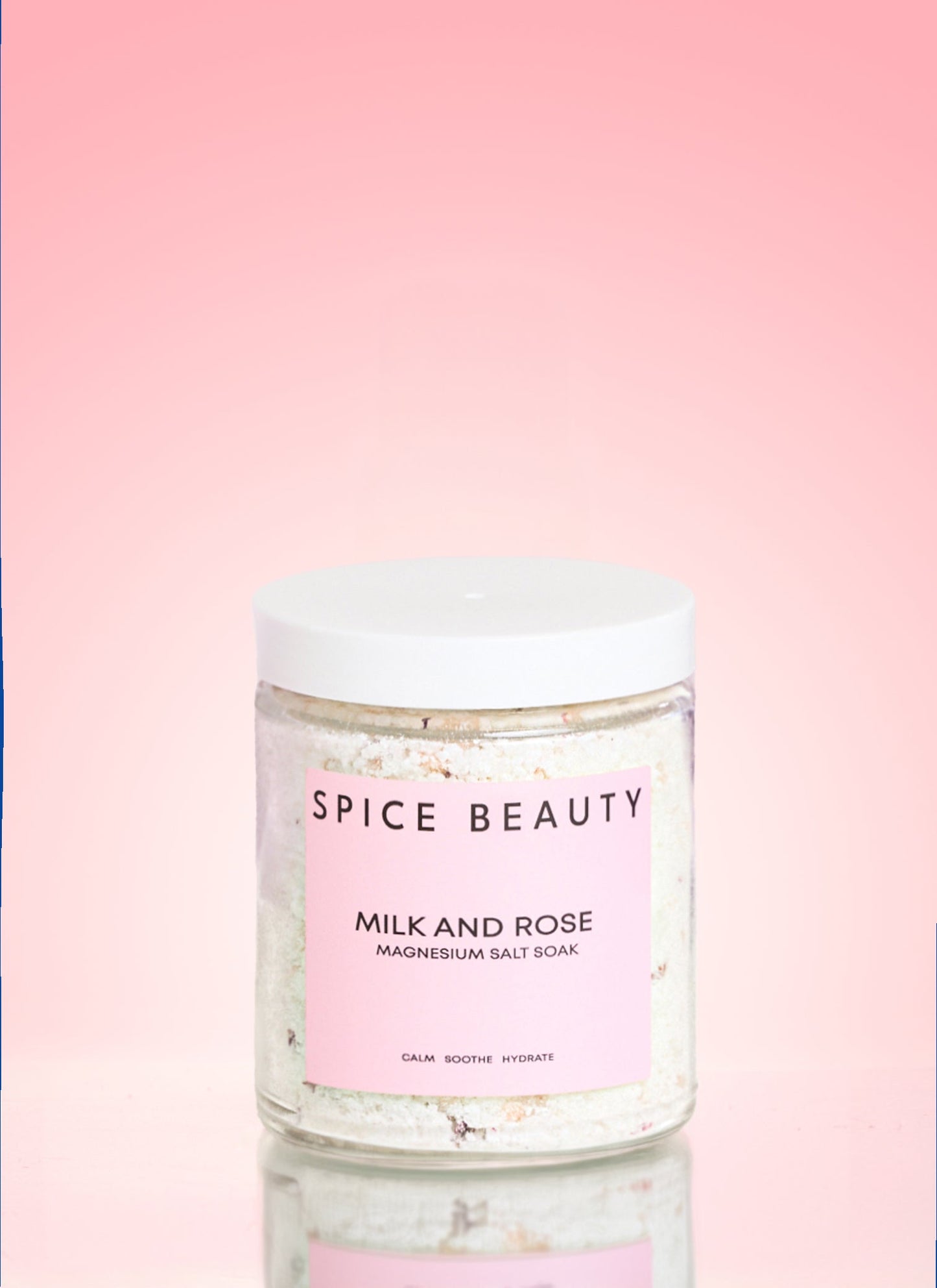 Soothe and Scent Duo Milk and Rose magnesium salt soak jar with lid