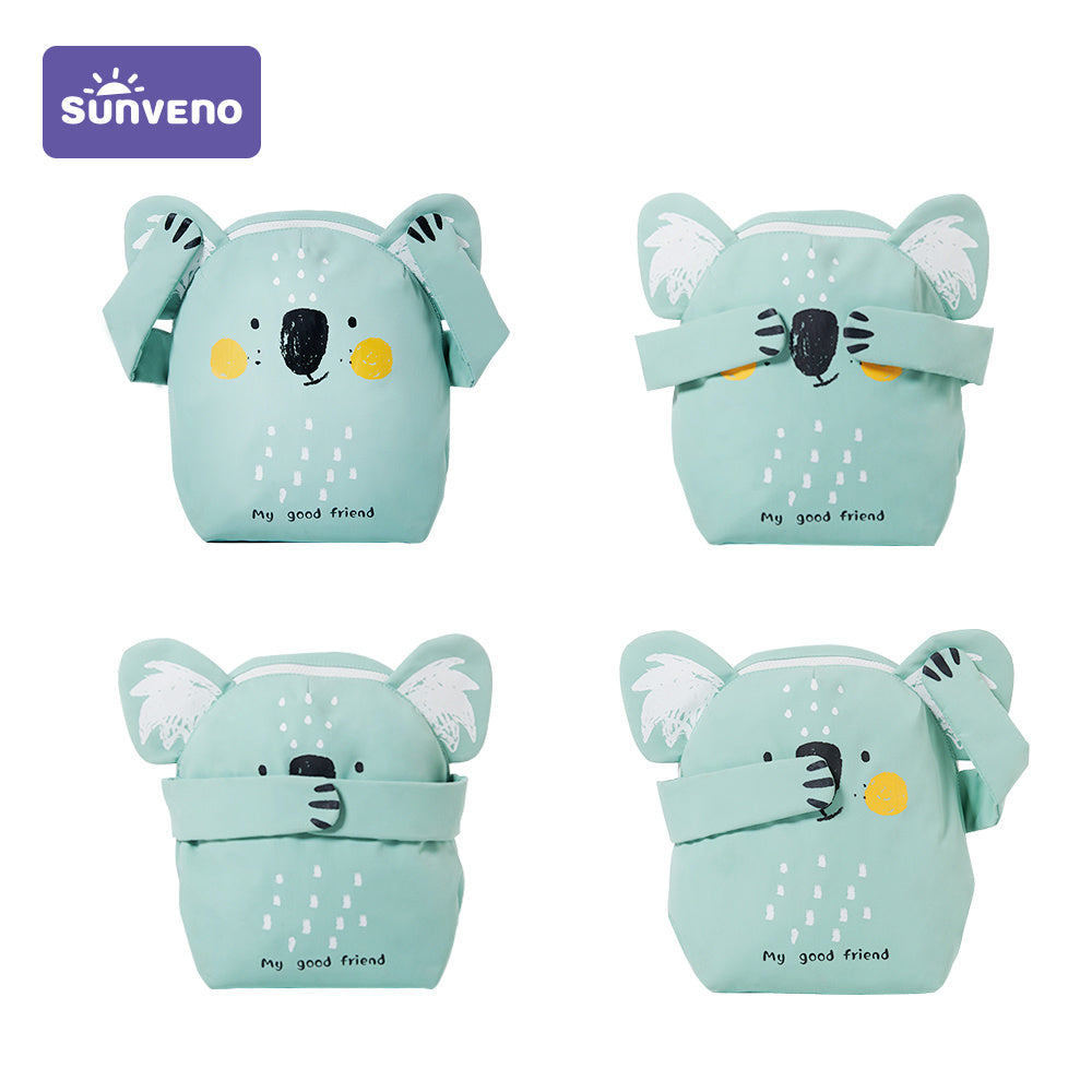 Light teal kids backpack with cute animal face and bow-tie ears