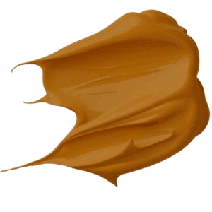 Liquid foundation swatch, caramel brown with smooth satin finish