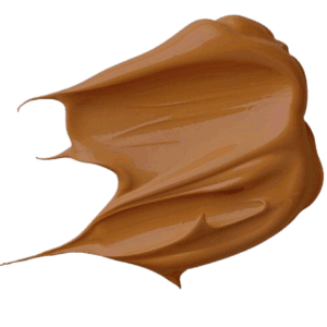 Liquid foundation swatch, warm medium brown with smooth satin finish