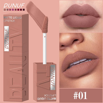 Matte Velvet Lipstick Lip Gloss Waterproof Smooth Long-Lasting Non-sticky Non-transfer Deep Red Nude Y2K Daily&Party Makeup Gift