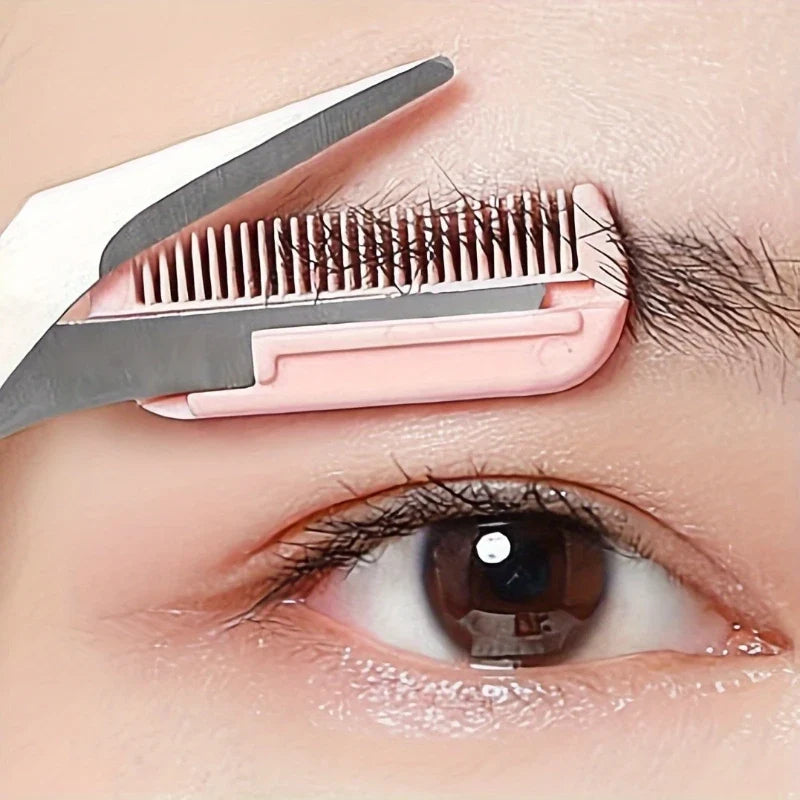Stainless Steel Built-in Eyebrow Scissors + 1 Crescent Eyebrow Razor. Specially designed for women. Exquisite craftsmanship & durable material, easy to use and suitable for both left and right hands. An ideal gift for makeup lovers.