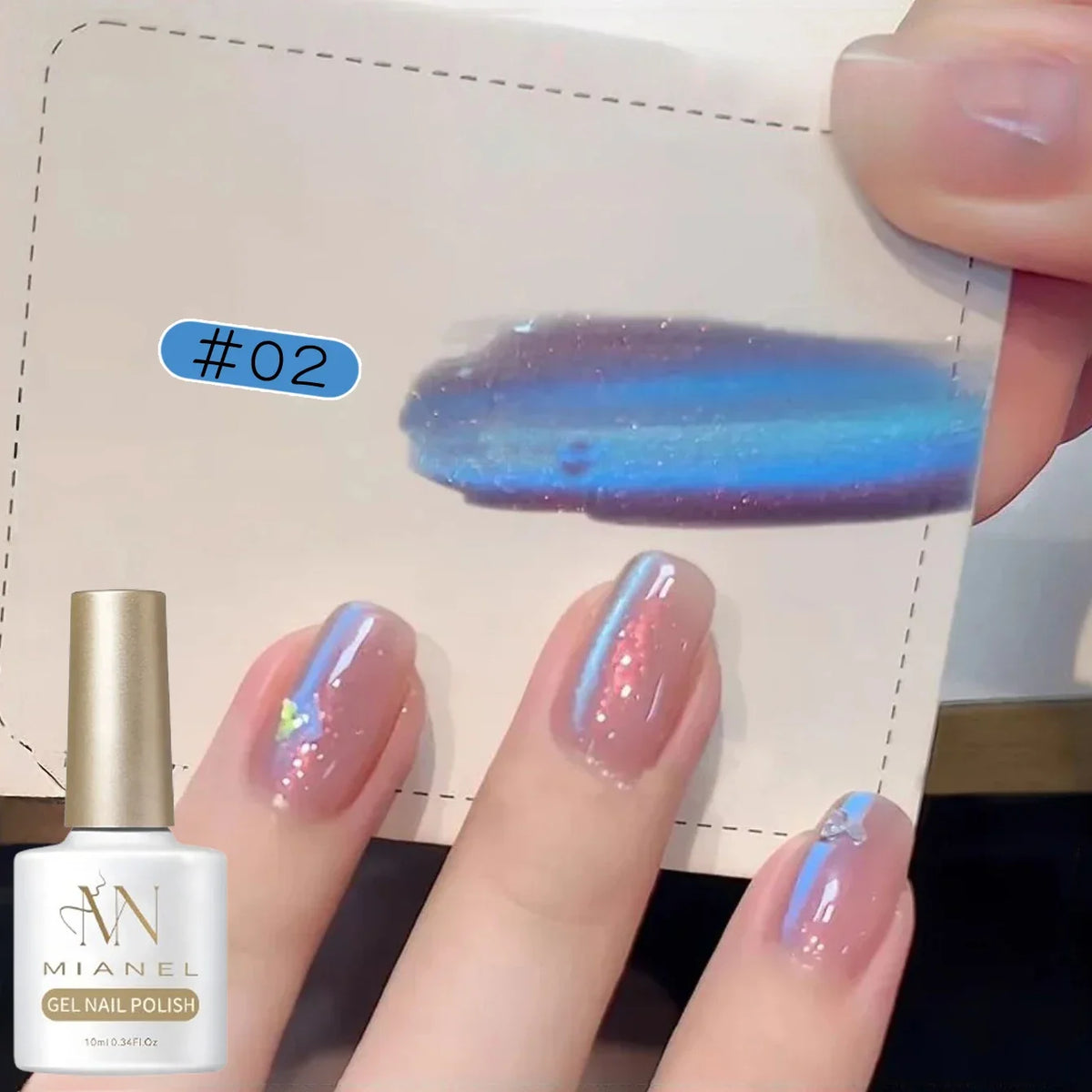 MIANEL Blue Tears Cat Eye Nail Polish Unique Blue Color and Magnetic Powder Create a Dreamy and Romantic Blue Nail Art Effect
