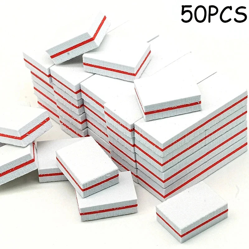 50Pcs Professional Mini Nails Art buffer File 100/180 Sandpaper Manicure Tips Care File Sanding Polishing Accessories Tools