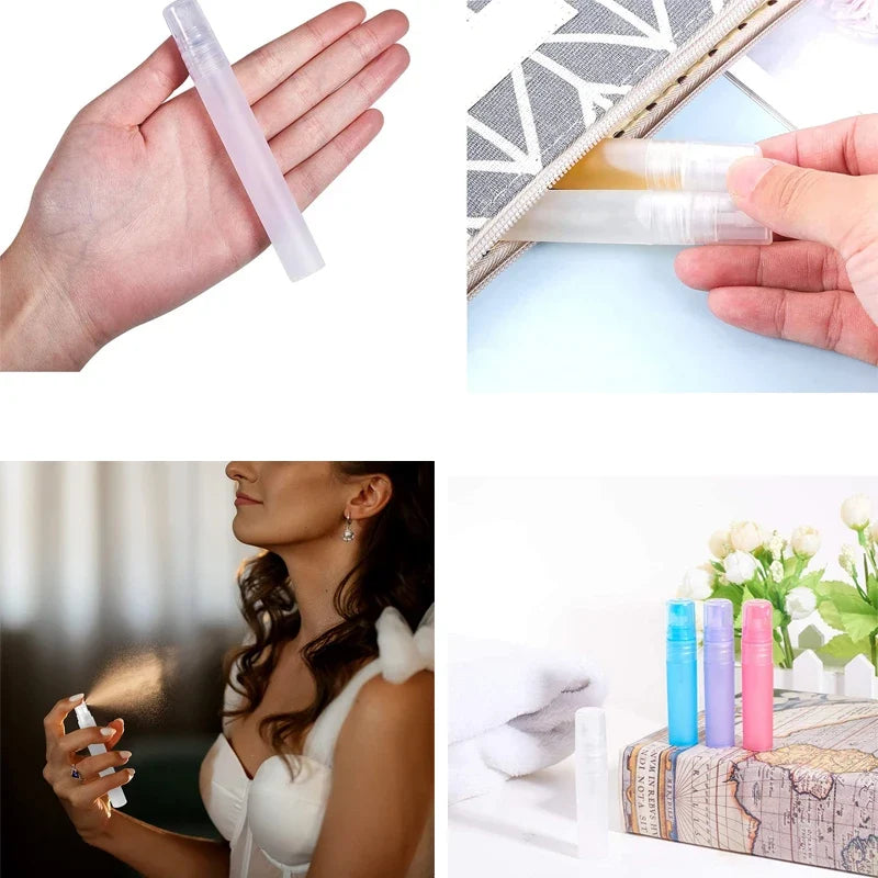 5Pcs Frosted Plastic Perfume Bottles Fine Mist Spray Bottle with Atomizer Pumps for Perfume Essential Oil Other Beauty Product