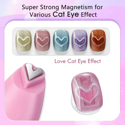 3 in 1 Cat Eye Nail Magnetic Stick Love Heart Snake Pattern French Cat Eye Nail Magnet UV Gel Polish Effect Manicure Design Tool