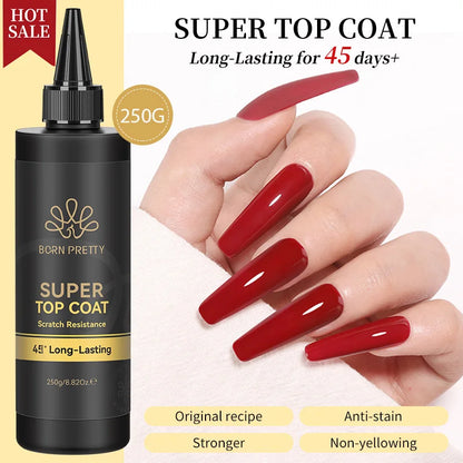 BORN PRETTY 250g Super Top Coat Professional Nail Art Soak Off Top Coat Long-lasting Anti-Stain Functional Gel Polish