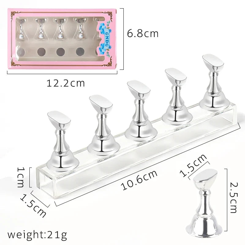 5pcs Chess Magnetic Nail Holder Acrylic Nail Tips Practice Display Stand Showing Shelf Gel Polish Display Stand Manicure Tools