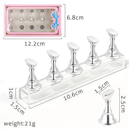5pcs Chess Magnetic Nail Holder Acrylic Nail Tips Practice Display Stand Showing Shelf Gel Polish Display Stand Manicure Tools