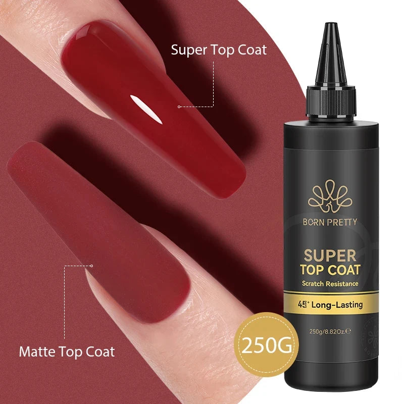 BORN PRETTY 250g Super Top Coat Professional Nail Art Soak Off Top Coat Long-lasting Anti-Stain Functional Gel Polish
