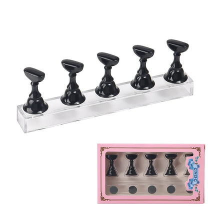 5pcs Chess Magnetic Nail Holder Acrylic Nail Tips Practice Display Stand Showing Shelf Gel Polish Display Stand Manicure Tools