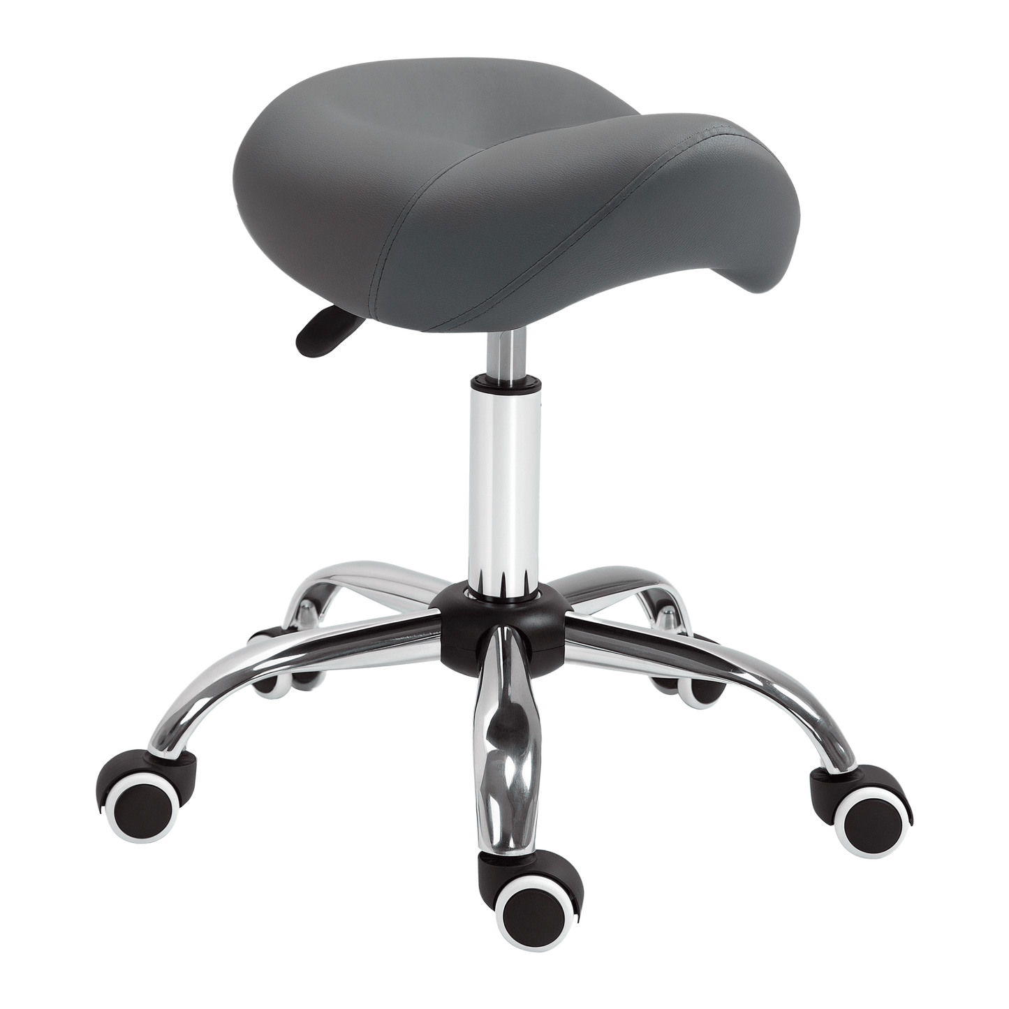Saddle Stool Adjustable Hydraulic Rolling Beauty Salon Stool Ergonomic PU Leather Stool Round Grey - Renee Lane Company