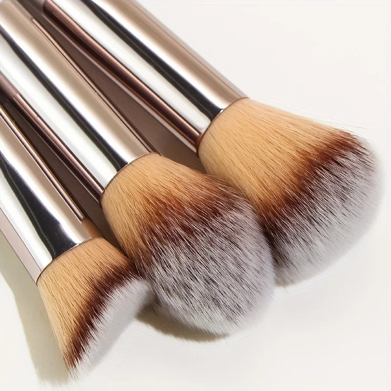 10 Pcs Champagne Gold Makeup Brushes Complete Set of Foundation Loose Powder Blush Concealer Eye Shadow Professional Set