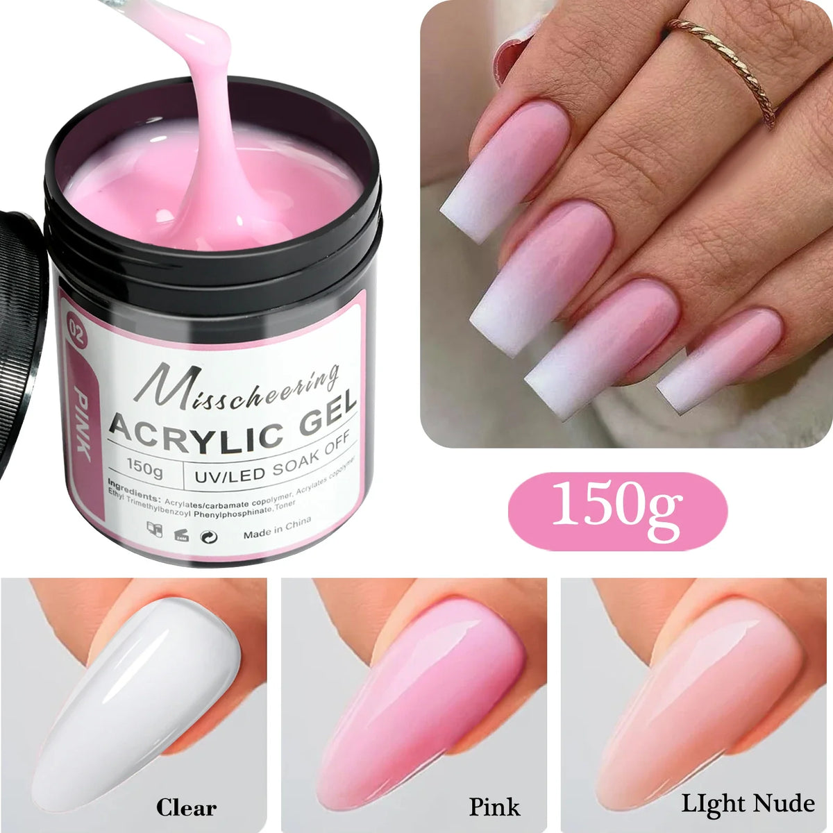 2/3Jars Poly Nail Gel UV LED Cured Builder Nail Gel Set Light Nude Pink Clear Extension Nail Solid Gels For DIY At Home Salon
