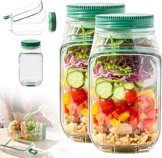 Salad Container with Side Opening, Leak-Resistant Design with Dressing Cup & Lid, Dishwasher & Freezer Safe for Office, Travel & Outdoors (green) - Renee Lane Company