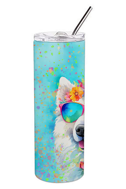Samoyed Hippie Dawg Stainless Steel Skinny Tumbler Vacuum Double Walled Reusable Insulated Tumbler Travel Cup for Coffee Cocktails Gift with Lid, 20 oz - Renee Lane Company