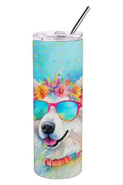 Samoyed Hippie Dawg Stainless Steel Skinny Tumbler Vacuum Double Walled Reusable Insulated Tumbler Travel Cup for Coffee Cocktails Gift with Lid, 20 oz - Renee Lane Company