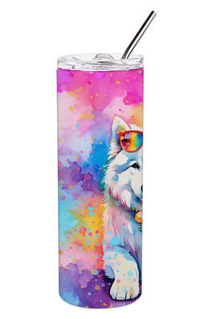 Samoyed Hippie Dawg Stainless Steel Skinny Tumbler Vacuum Double Walled Reusable Insulated Tumbler Travel Cup for Coffee Cocktails Gift with Lid, 20 oz - Renee Lane Company