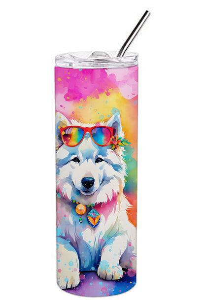 Samoyed Hippie Dawg Stainless Steel Skinny Tumbler Vacuum Double Walled Reusable Insulated Tumbler Travel Cup for Coffee Cocktails Gift with Lid, 20 oz - Renee Lane Company
