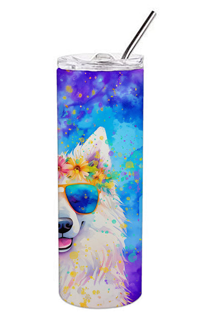 Samoyed Hippie Dawg Stainless Steel Skinny Tumbler Vacuum Double Walled Reusable Insulated Tumbler Travel Cup for Coffee Cocktails Gift with Lid, 20 oz - Renee Lane Company