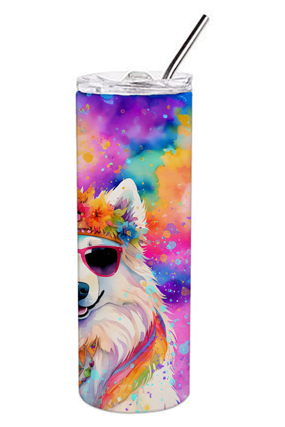 Samoyed Hippie Dawg Stainless Steel Skinny Tumbler Vacuum Double Walled Reusable Insulated Tumbler Travel Cup for Coffee Cocktails Gift with Lid, 20 oz - Renee Lane Company
