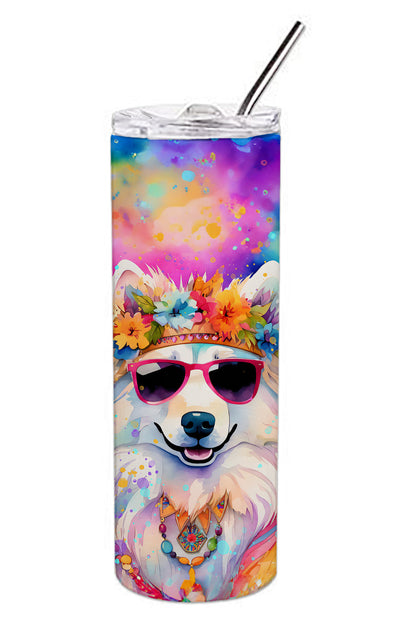 Samoyed Hippie Dawg Stainless Steel Skinny Tumbler Vacuum Double Walled Reusable Insulated Tumbler Travel Cup for Coffee Cocktails Gift with Lid, 20 oz - Renee Lane Company