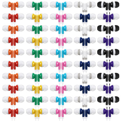Saysurey 50 Pack Earbud Bulk Kid Headphone Earphone Earbud with Wire Individually Bagged for Classroom Student School Library(Multicolor) - Renee Lane Company