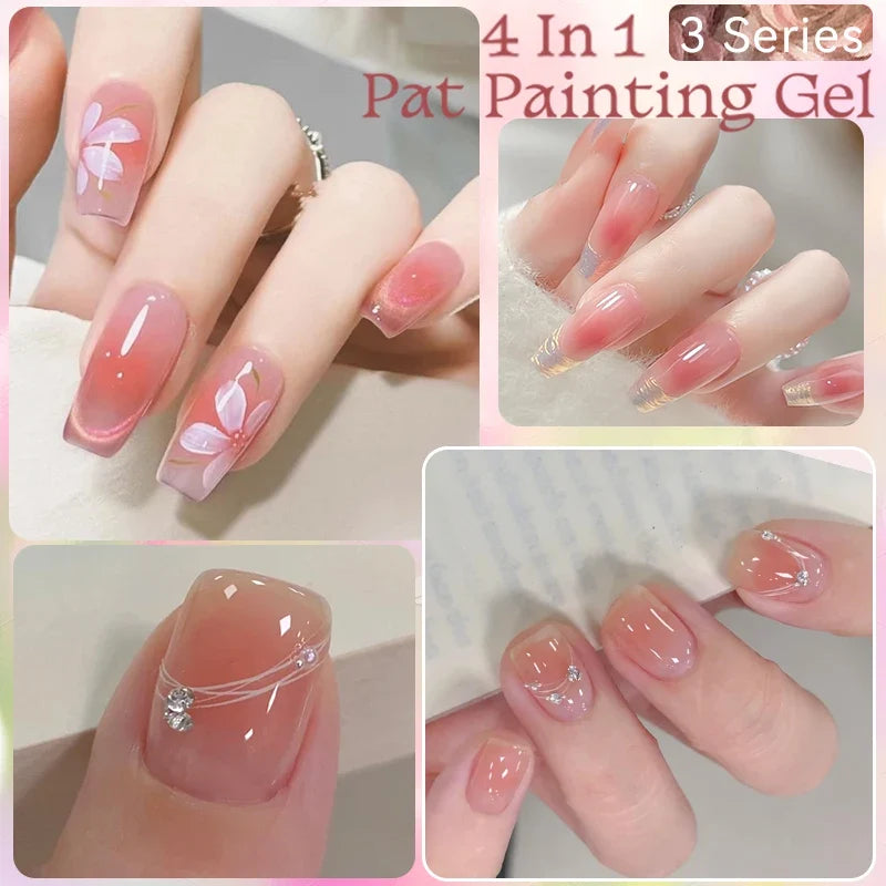 UR SUGAR 4 IN1 Pat Painting Gel Nail 4 Colors Gradient Painting Gel Nail Art Semi Permanent Soak Off UV Nails Used For Gel DIY