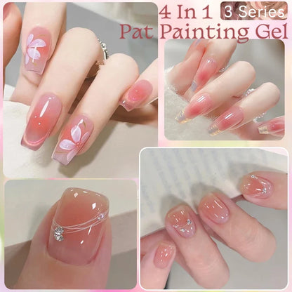 UR SUGAR 4 IN1 Pat Painting Gel Nail 4 Colors Gradient Painting Gel Nail Art Semi Permanent Soak Off UV Nails Used For Gel DIY