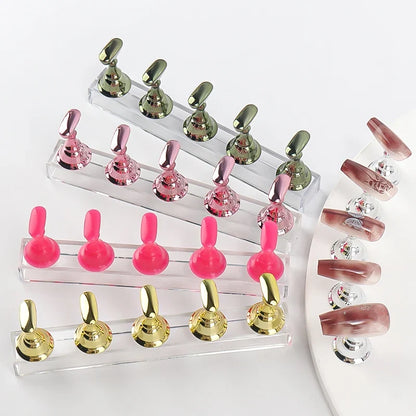 5pcs Chess Magnetic Nail Holder Acrylic Nail Tips Practice Display Stand Showing Shelf Gel Polish Display Stand Manicure Tools